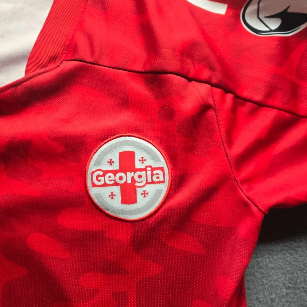 Adidas Georgia National Team Soccer Jersey Red Camo Aeroready Mens XS UEFA Patch